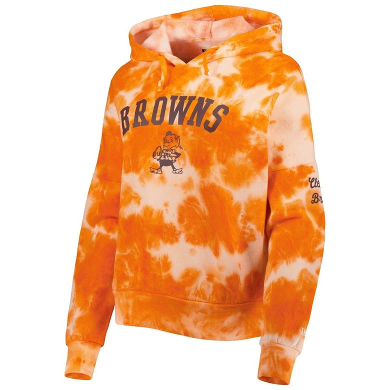 New Era Orange Cleveland Browns Cloud Dye Fleece Pullover Hoodie