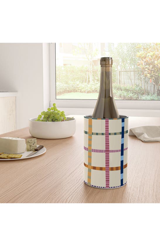 Deny Designs Colorful Grid Wine Chiller In Cream