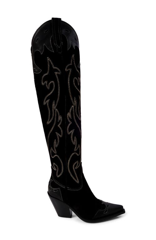 Free People Wild West Knee High Boot In Black Suede