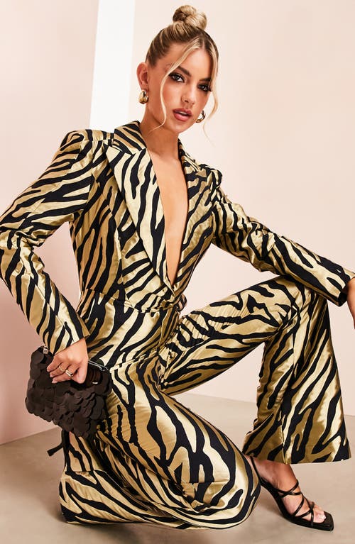 ASOS DESIGN Luxe Tailored Jumpsuit in Gold