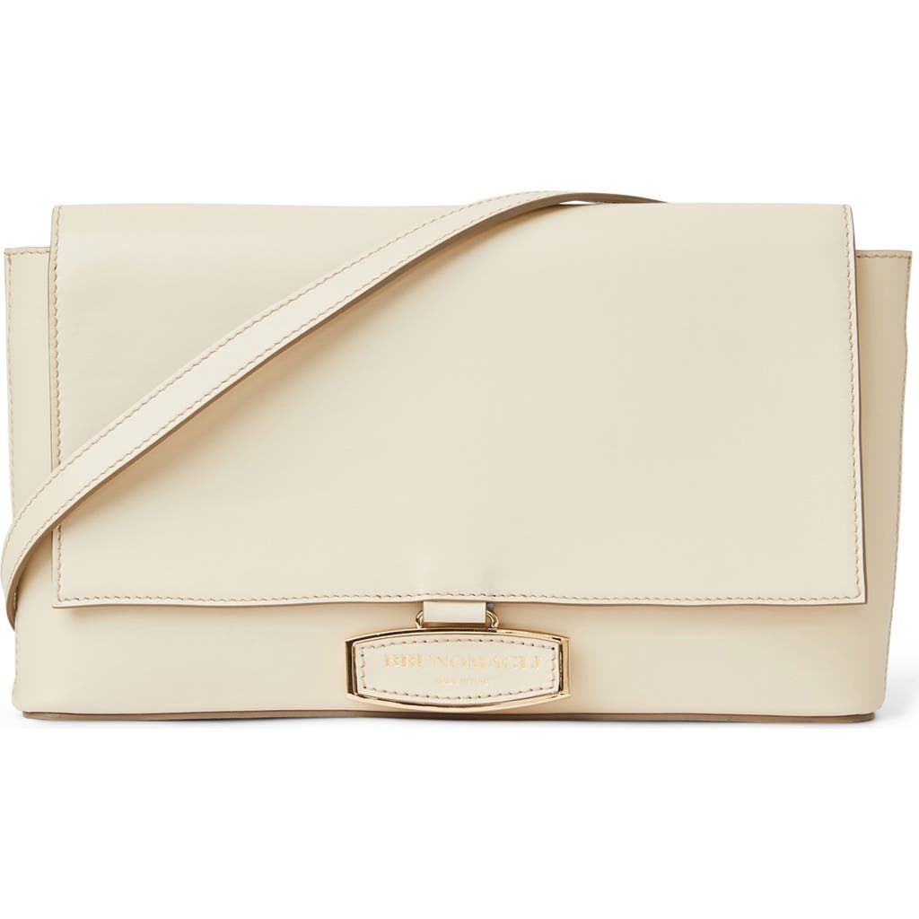 Bruno Magli Stella Leather Clutch Crossbody In Cream