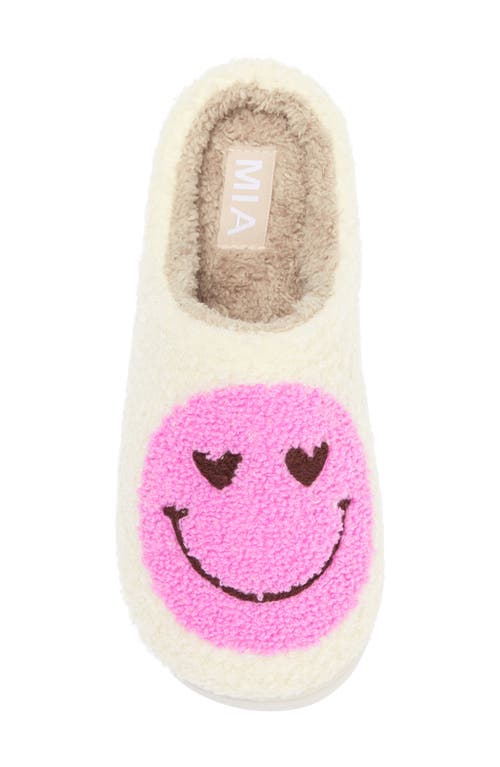 Shop Mia Cozi Slipper In Pink Heart/happy Face