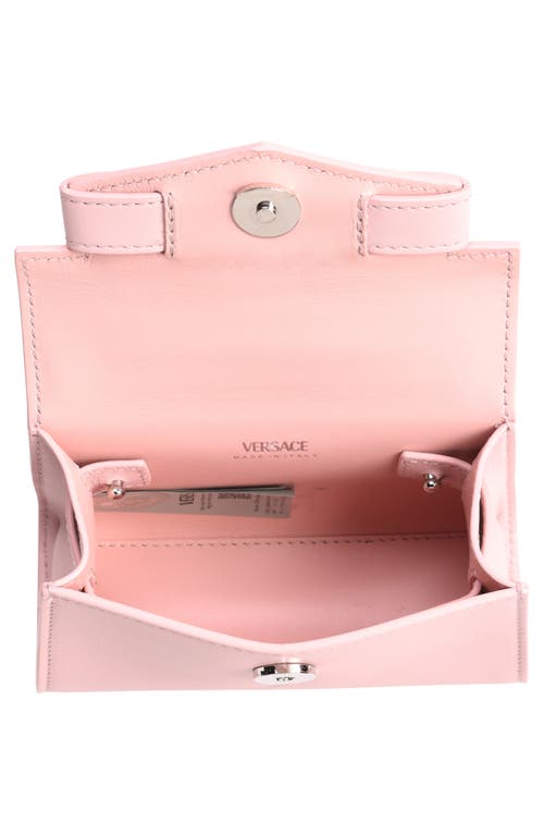 Shop Versace Medusa 95 Leather Top Handle Bag In Dusty Rose-palaldium