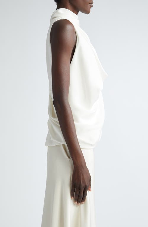 Shop Brandon Maxwell The Lina Draped Silk Top In Ivory