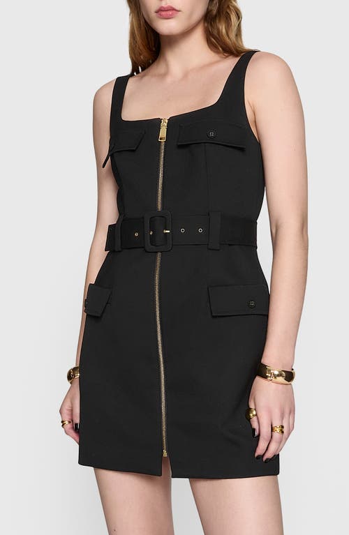 Shop Rebecca Minkoff Fitted Wool Blend Utility Minidress In True Black