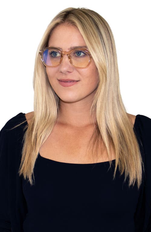 Fifth & Ninth Cameron 48mm Round Blue Light Blocking Glasses In Transparent Tan/clear