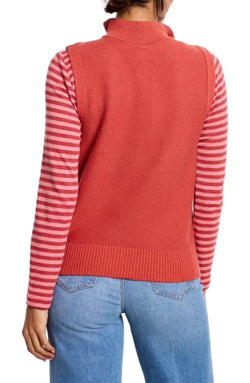 Nz Active By Nic+zoe Quilted Mixed Media Jersey Puffer Vest In Tandoori
