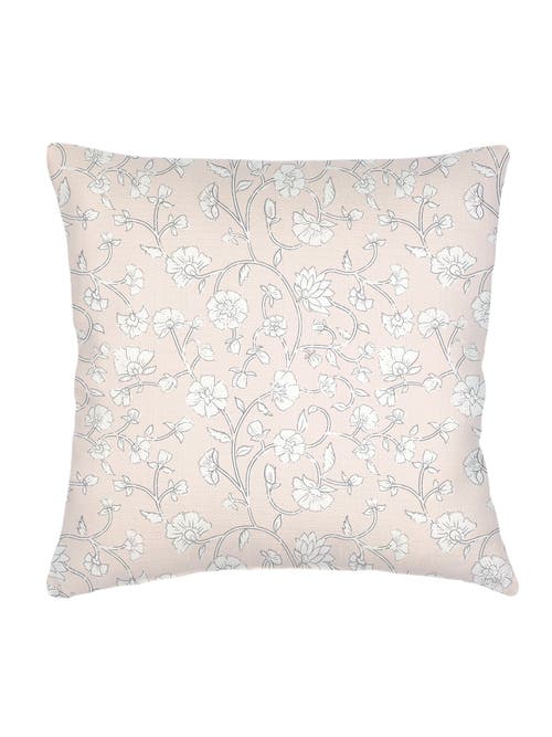 Anaya Jaipur Floral Linen Pillow With Down Alternative Insert In Pink