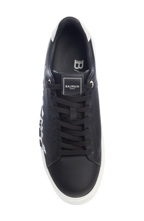 Shop Balmain B Court Logo Print Low Top Sneaker In Eab Black/white