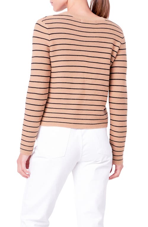 English Factory Stripe Crewneck Sweater In Tan/black
