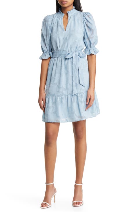 Eliza J Floral Jacquard Belted Dress | Nordstrom