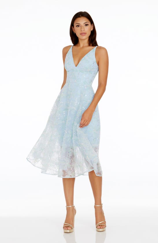 Shop Dress The Population Audrey Beaded Sleeveless Chiffon Dress In Powder Blue Multi
