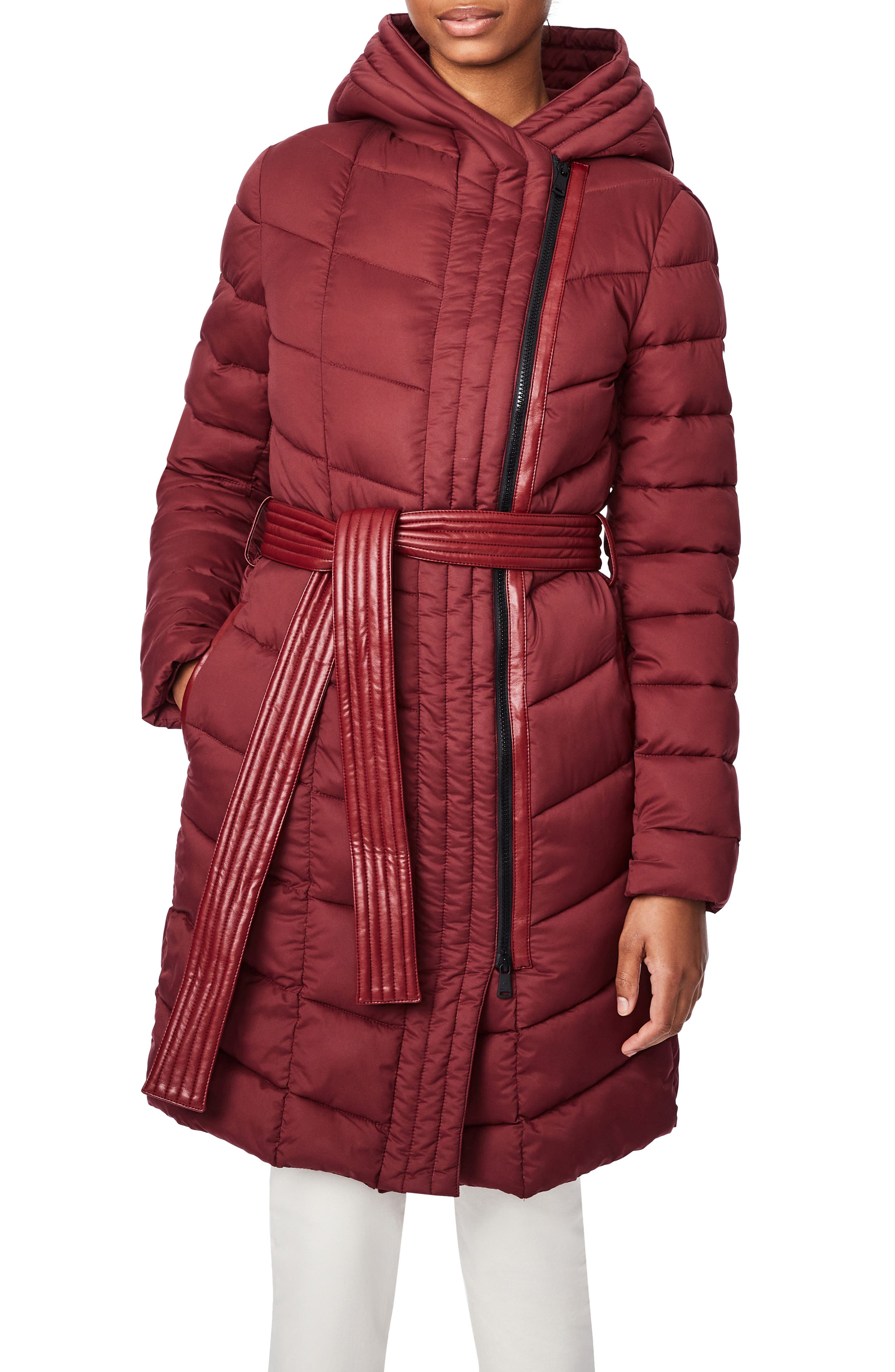 long red puffer jacket