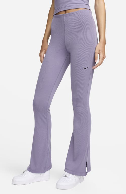 Nike Sportswear Chill Knit Flare Leggings in Daybreak/Black at Nordstrom, Size Medium