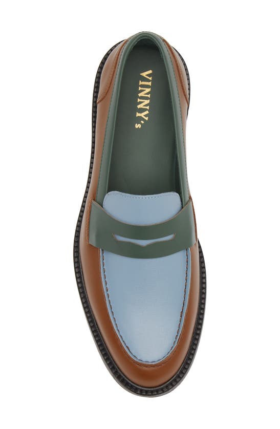 Shop Vinny's Townee Tri-tone Penny Loafer In Light Blue
