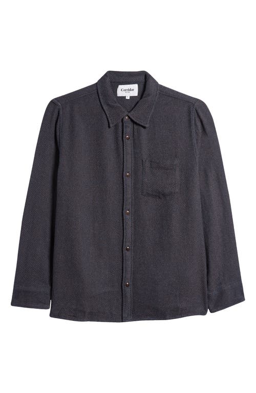 Shop Corridor Knit Cotton Button-up Overshirt In Midnight/mint