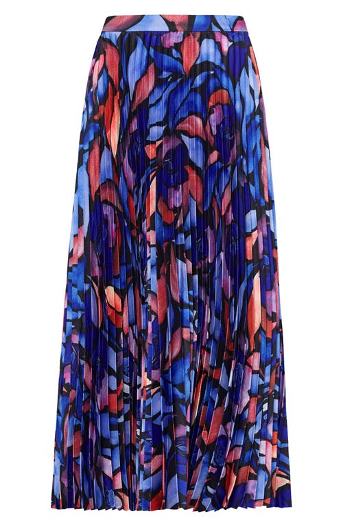 Shop Milly Otha Print Pleated Skirt In Dream Rose Blue