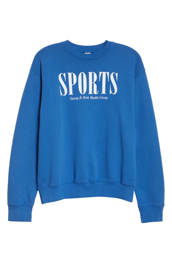 Shop Sporty And Rich Sports Cotton Graphic Sweatshirt In Imperial Blue