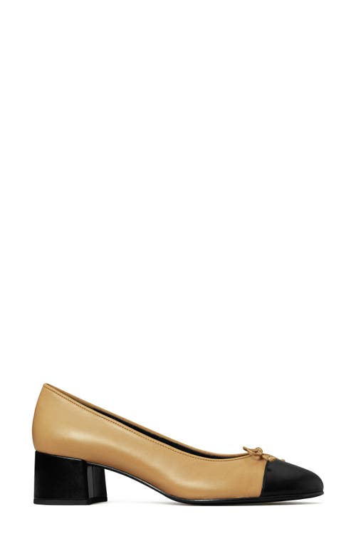 Shop Tory Burch Cap Toe Pump In Ginger Shortbread/black