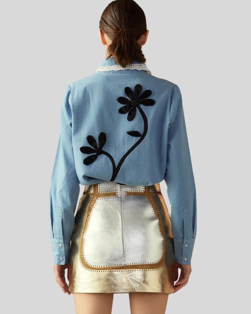 Cynthia Rowley Women's Floral Appliquè Cotton Shirt In Blue