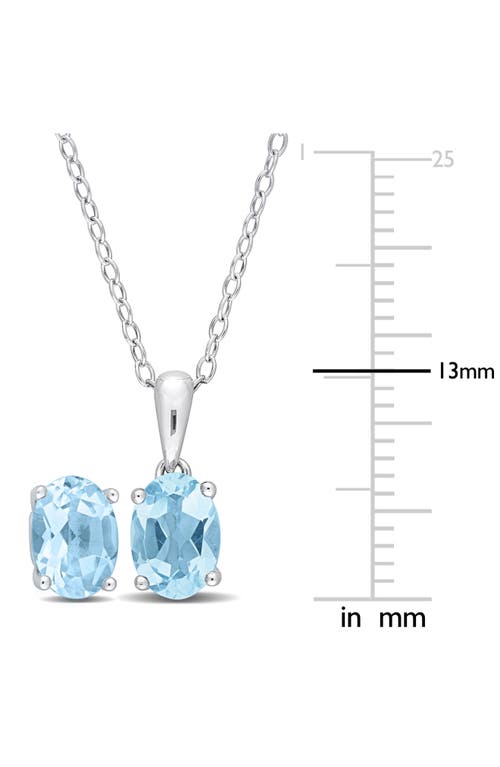 Delmar Sky Blue Topaz Stud Earrings & Pendant Necklace Set In Blue