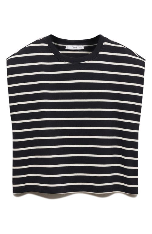 Mango Stripe Cotton Muscle Tee In Black