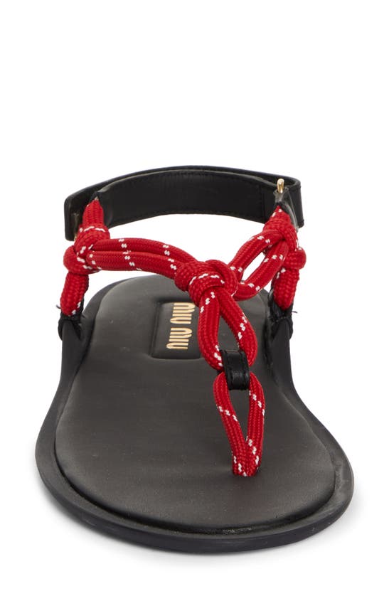 Shop Miu Miu Riviere Cord & Leather Sandal In Red