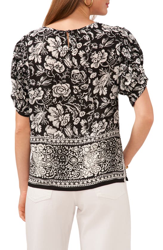 Shop Vince Camuto Floral Puff Sleeve Top In Rich Black