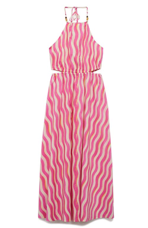 Mango Printed Dress With Openings Pink In Pink