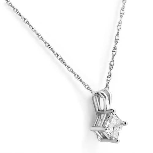 Bliss Diamond 1ct Princess Cut Diamond Solitaire Pendant 14k White Gold Necklace Lab Grown In 14k White Gold