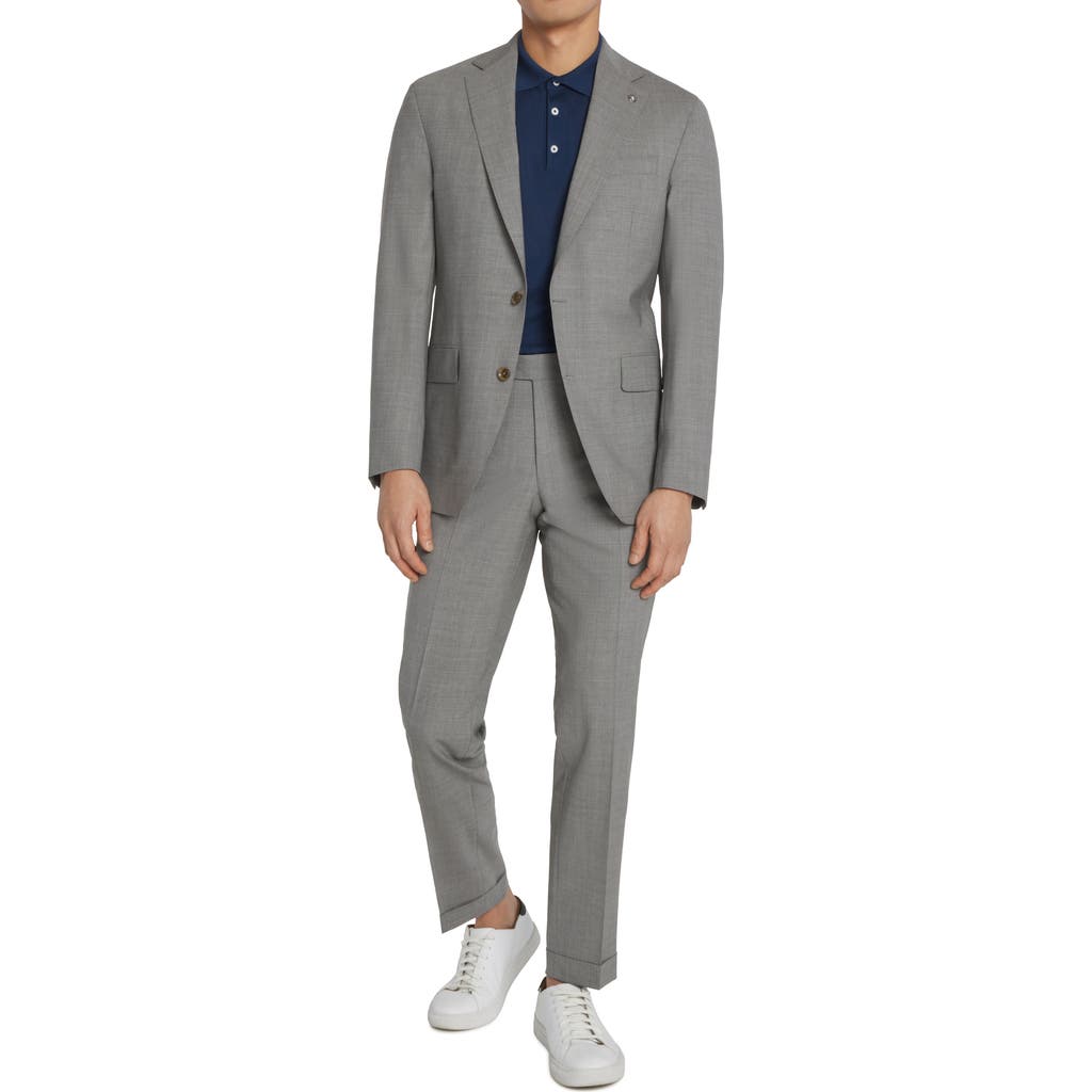 Jack Victor Dean Soft Constructed Stretch Wool Suit In Medium Grey