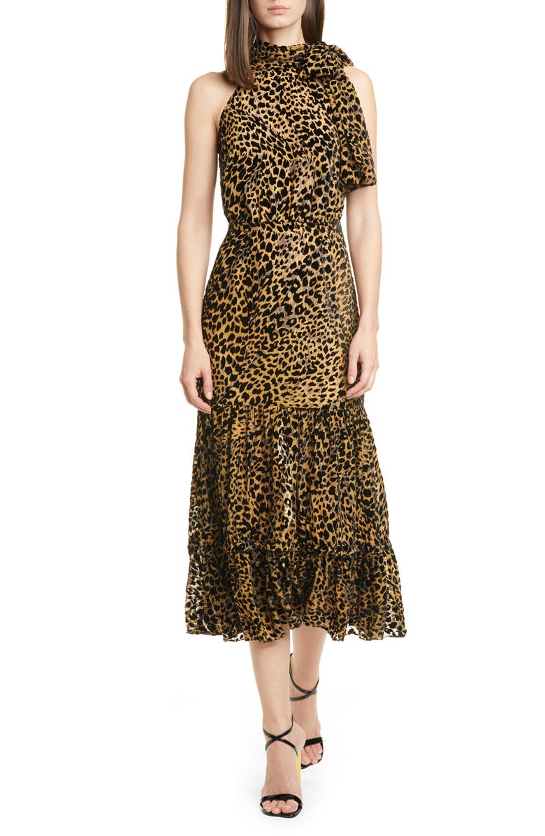 RIXO Eleanor Leopard Burnout Midi Dress | Nordstrom