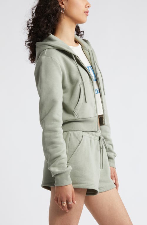 Shop Bp. Crop Zip Fleece Hoodie In Green Halo