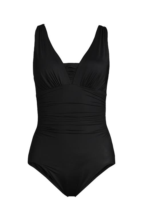 Lands' End Plus Size Dd-cup Slender Grecian Tummy Control Chlorine Resistant One Piece Swimsuit In Black