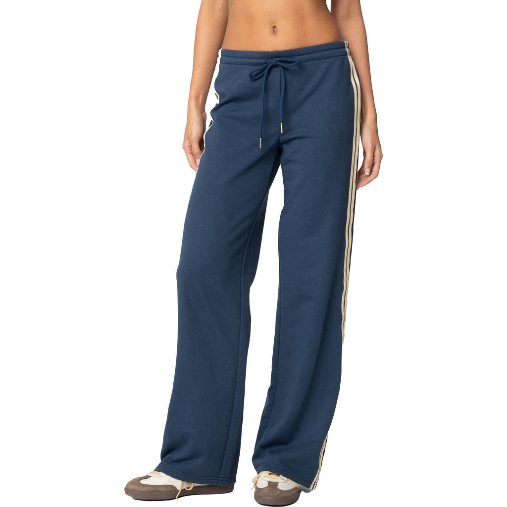 EDIKTED Averie Contrast Stripe Sweatpants in Blue