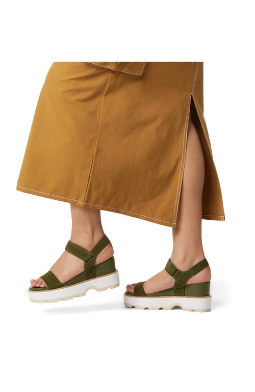 Sorel Women's Joanie Iv Y-strap Wedge Sandals In Utility Green/honey White