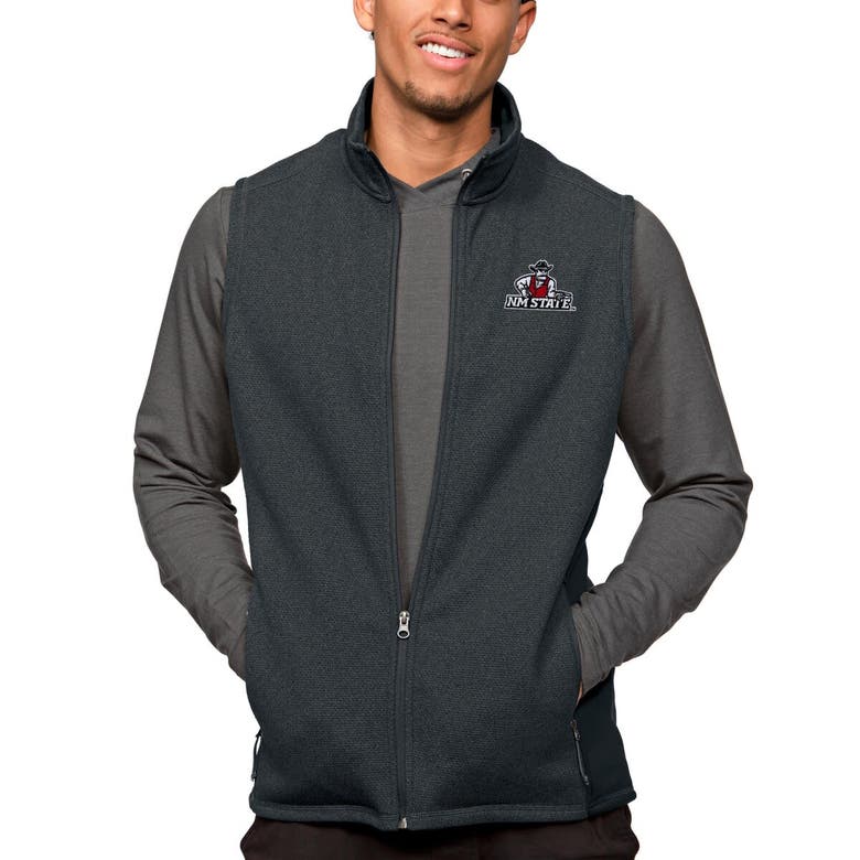Shop Antigua Heather Charcoal New Mexico State Aggies Course Full-zip Vest