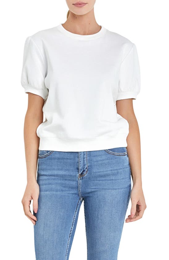 Shop English Factory Short Sleeve French Terry Sweatshirt In White