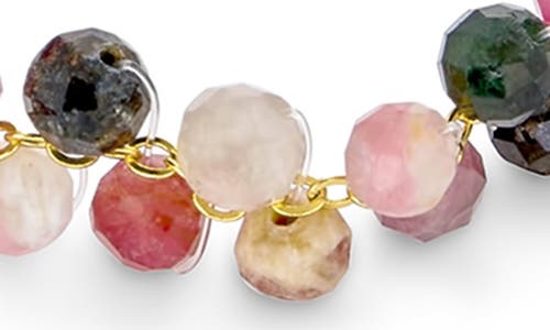 Bling Jewelry Chakra Cluster Beaded Stone Bracelet In Gold Multicolor