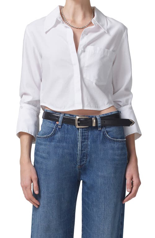 Citizens of Humanity Lisette Crop Cotton Sateen Button-Up Shirt in White