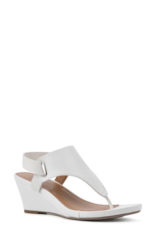 White Mountain Footwear All Dres Wedge Sandal In White/ Smooth