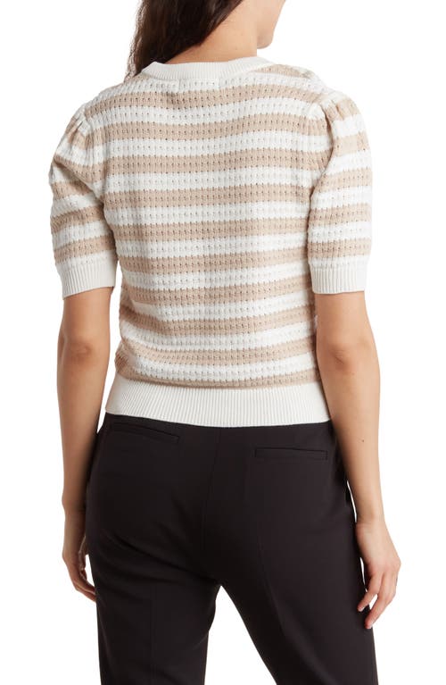 Shop Truth Stripe Pointelle Sweater In Ivory/sand