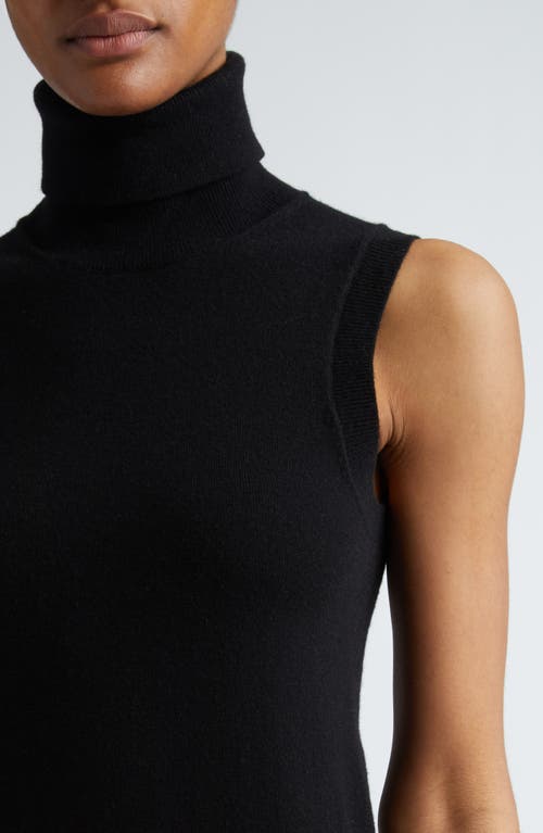 Michael Kors Sleeveless Cashmere Knit Turtleneck Top In Black