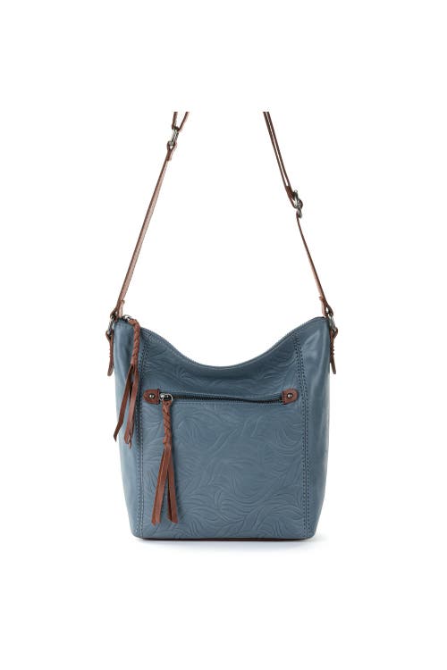The Sak Ashland Leather Crossbody Bag In Maritime Wave Emboss