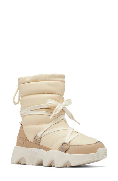 Sorel Kinetic Impact Puffy Lace-up Snow Boots In Honey White/dusty Tan