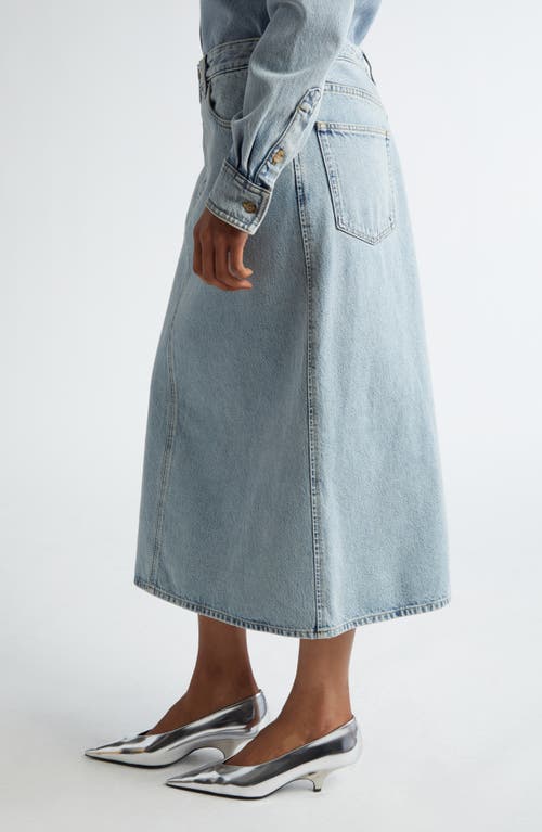 Shop Totême Toteme Organic Cotton Denim Midi Skirt In Cool Blue