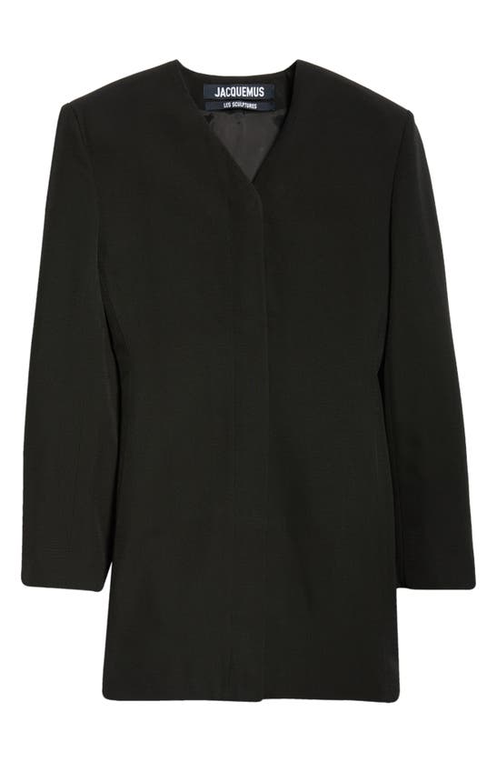 Shop Jacquemus Cubo Long Sleeve Minidress In Black