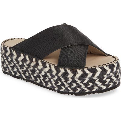Chocolat Blu Niza Crisscross Platform Slide Sandal - Black