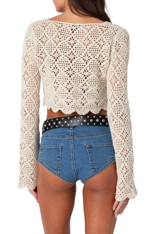 EDIKTED EDIKTED TESSIE LONG SLEEVE CROCHET TOP 