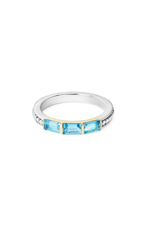 Shop Lagos Gemstone Baguette Stackable Ring In Silver/18k Gold/blue Topaz